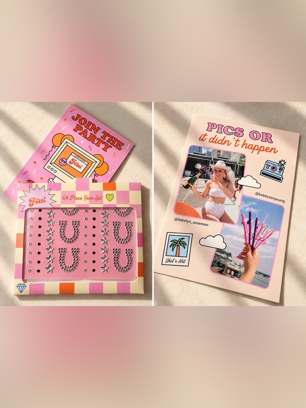 xo, Fetti Rainbow Face Gems - Heart & Star Set